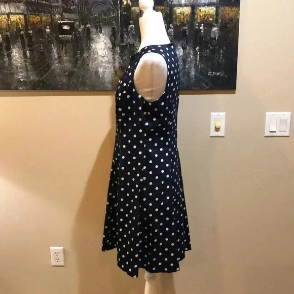 American Living Blue and White Cotton Blend Polka Dot Fit and Flare Dress Sz 12 - Picture 2 of 4